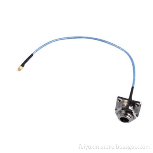 N Panel Mount Jack, 4-hole SQ Flange to MMCX Male Cable, RG405 Semi-flexible